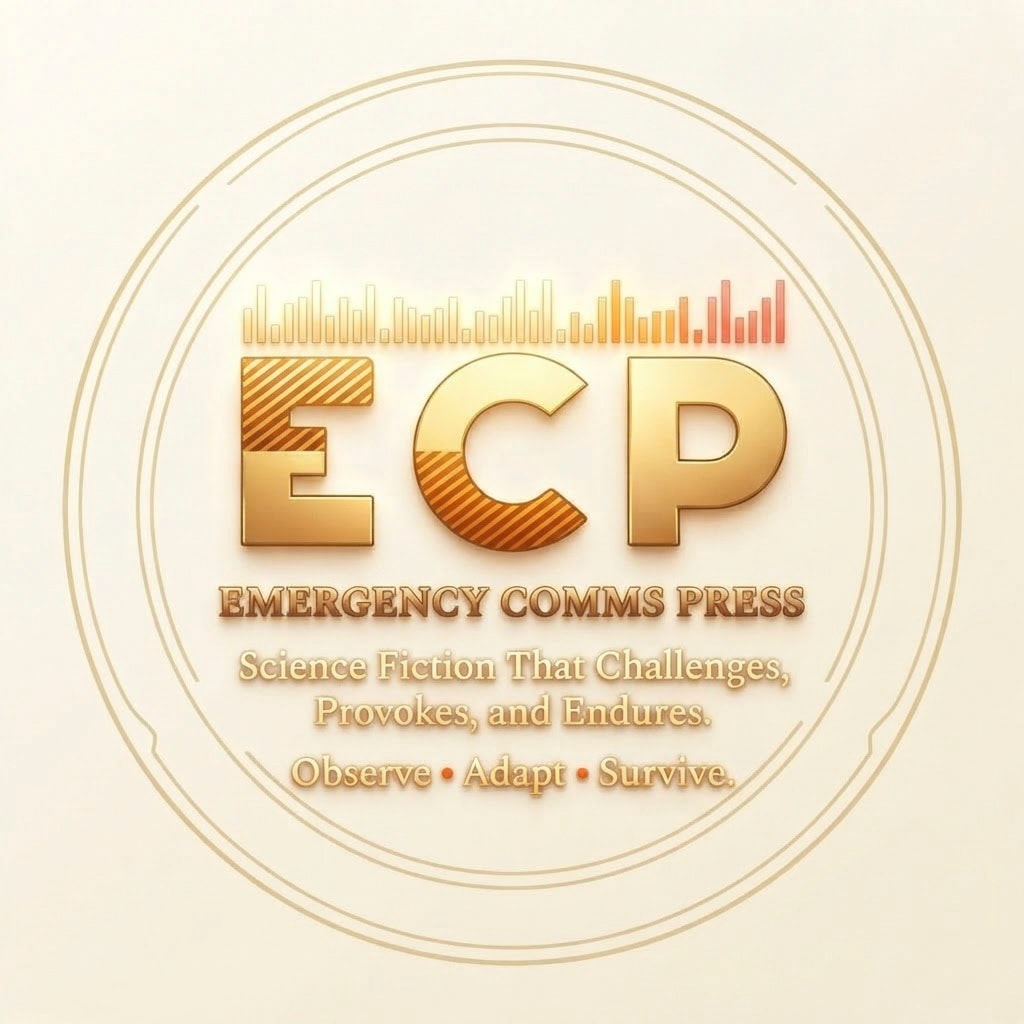 Emergency Comms Press — Bold Dark Worlds atmospheric brand image
